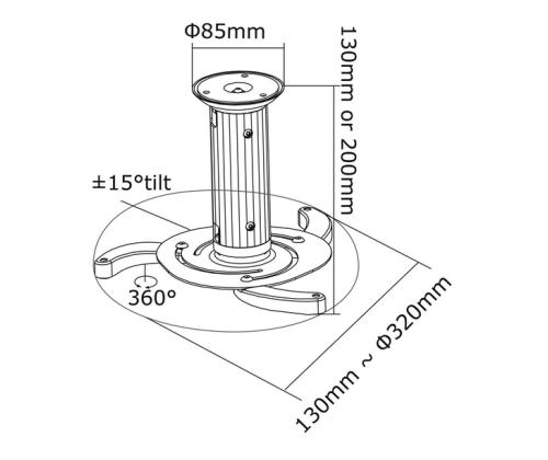 PROJECTOR ACC CEILING MOUNT/BEAMER-C80WHITE NEOMOUNTS