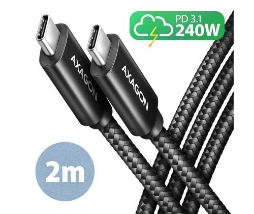 CABLE USB-C TO USB-C 2M 240W/BRAID BLK BUCM2-CM20AB AXAGON