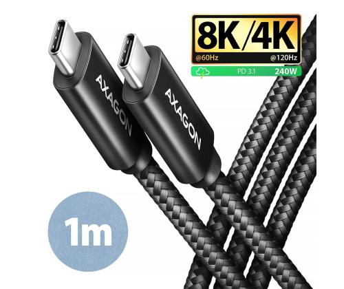CABLE USB-C TO USB-C 1M 240W/8K BLACK BUCM4X-CM10AB AXAGON