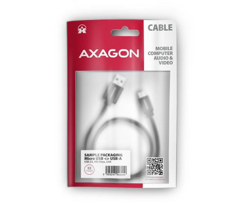 CABLE USB2.0 TO MICRO-USB 2M/HQ BLK BUMM-AM20AB AXAGON