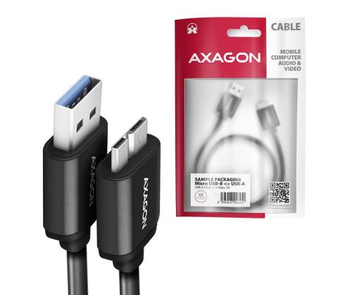 CABLE USB3.2 TO MICRO-B 1M/SPEED BLK BUMM3-AM10AB AXAGON