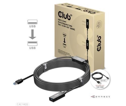 CABLE USB3.2 REPEATER 10M/M/F CAC-1405 CLUB3D