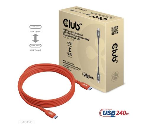 CABLE USB-C TO USB-C 4M/M/M CAC-1515 CLUB3D
