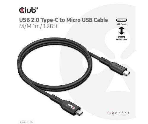 CABLE USB TO MICRO USB 1M/M/M CAC-1526 CLUB3D