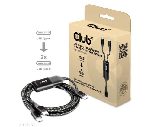 CABLE USB-C TO 2XUSB-C 1.83M/M/M CAC-1527 CLUB3D