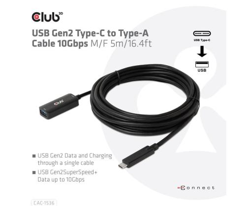 CABLE USB-C TO USB 5M/M/F CAC-1536 CLUB3D