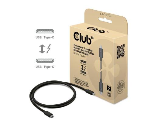 CABLE USB-C THUNDERBOLT 1M/M/M CAC-2501 CLUB3D