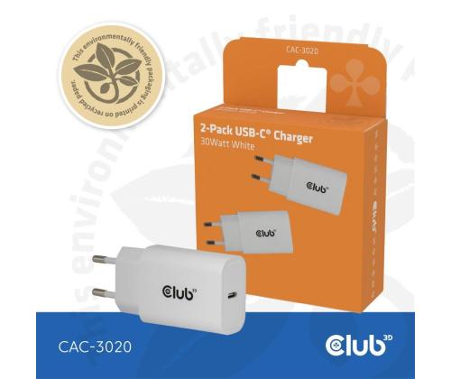 MOBILE CHARGER WALL USB-C/2PACK 30W WH CAC-3020 CLUB3D