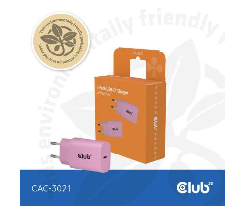 MOBILE CHARGER WALL USB-C/2PACK 30W PINK CAC-3021 CLUB3D