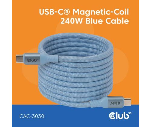 CABLE USB-C TO USB-C 2M/MAGNETIC BLUE CAC-3030 CLUB3D
