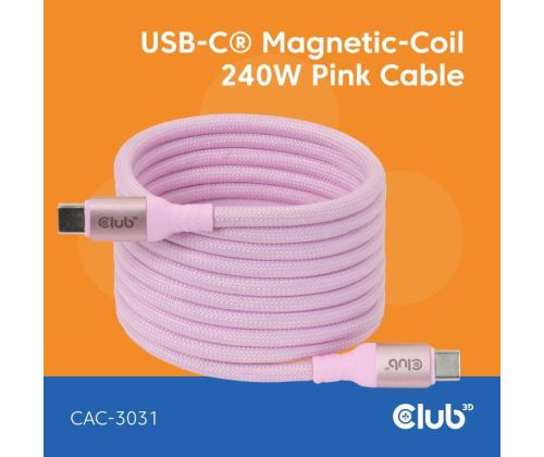 CABLE USB-C TO USB-C 2M/MAGNETIC PINK CAC-3031 CLUB3D