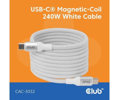 CABLE USB-C TO USB-C 2M/MAGNETIC WHITE CAC-3032 CLUB3D