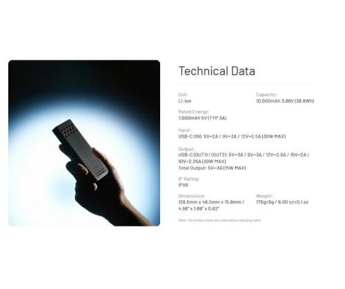 POWER BANK 10000MAH/CARBO 10000 G2 BLUE NITECORE