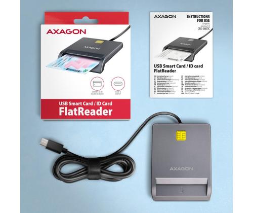 CARD READER FLAT SMARTCARD/ID/USB-C 1.3M CRE-SM3TC AXAGON