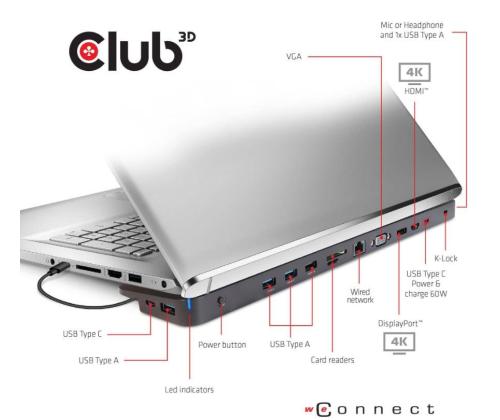 NB ACC DOCKING STATION/USB-C 100W CSV-1564W100 CLUB3D