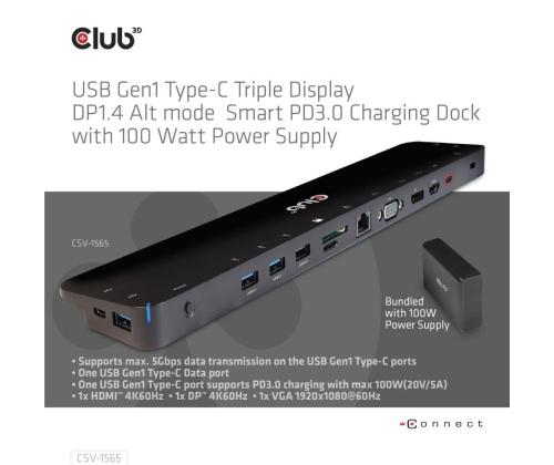 NB ACC DOCKING STATION/USB-C 100W CSV-1565 CLUB3D