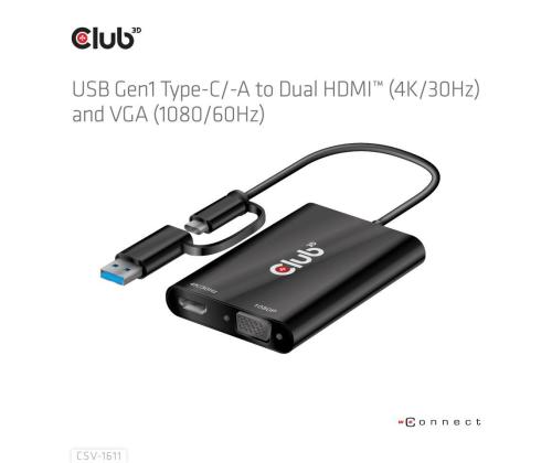 I/O ADAPTER USB-C TO HDMI/VGA/CSV-1611 CLUB3D