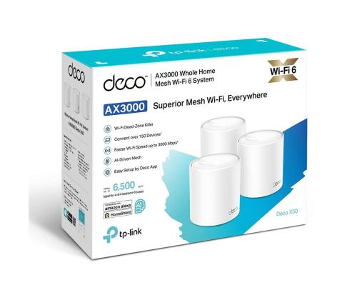 Wireless Router TP-LINK Wireless Router 3-pack 2900 Mbps Mesh Wi-Fi 6 3x10/100/1000M Number of...