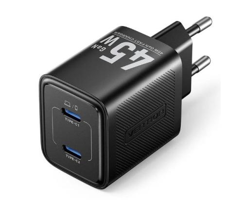 MOBILE CHARGER WALL 45W USB-C/2P BLACK FEFB0-EU VENTION