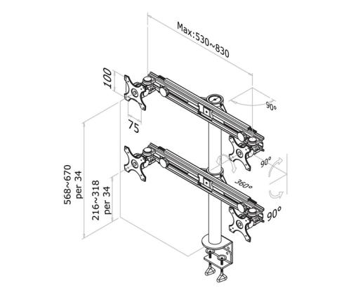 TV SET ACC DESK MOUNT BLACK/19-27" FPMA-D700D4 NEOMOUNTS
