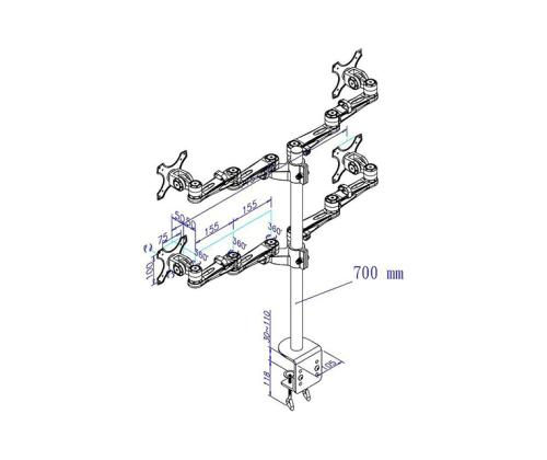 TV SET ACC DESK MOUNT SILVER/10-26" FPMA-D935D4 NEOMOUNTS