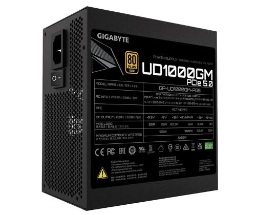 Power Supply GIGABYTE UD1000GM PG5 1000 Watts Efficiency 80 PLUS GOLD PFC Active MTBF 100000...