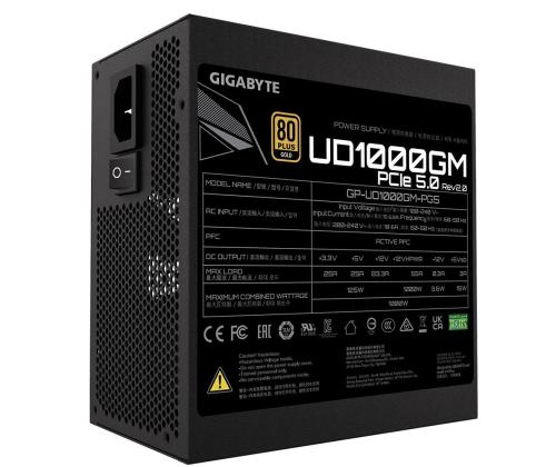 Power Supply GIGABYTE GP-UD1000GM ATX 3.1 1000 Watts Efficiency 80 PLUS GOLD PFC Active GP...