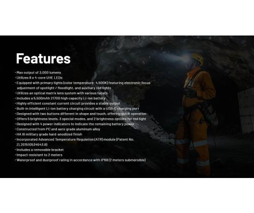 HEADLAMP H SERIES 3000 LUMENS/HC75 UHE NITECORE