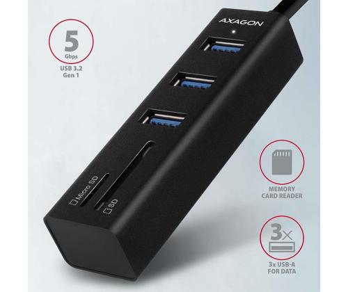 I/O HUB USB3.2 3P SD/MICROSD/0.2M HMA-CR3A AXAGON