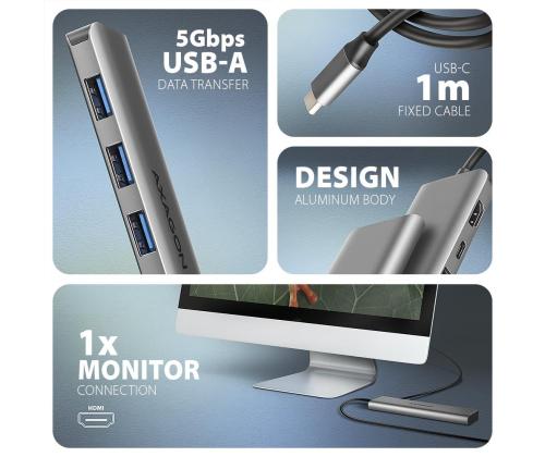 I/O HUB USB-C 5IN1/1M HMC-5H AXAGON