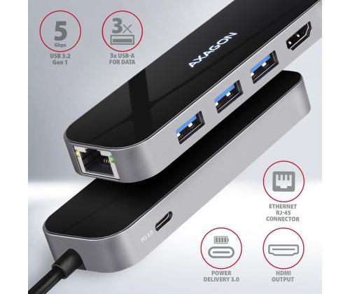 I/O HUB USB-C 6IN1/0.2M HMC-6GL AXAGON