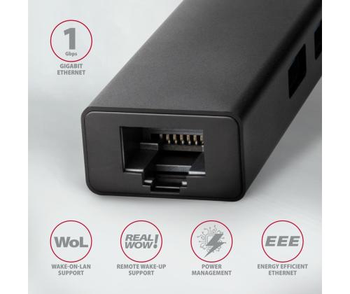I/O HUB USB-C 4PORT GLAN/0.2M HMC-GL3A AXAGON