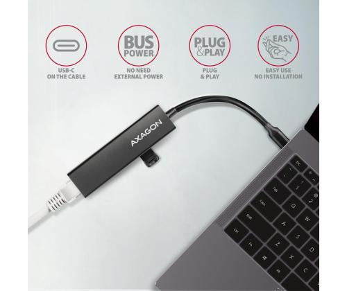 I/O HUB USB-C 4PORT GLAN/0.2M HMC-GL3A AXAGON