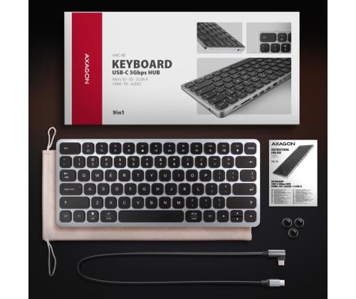 KEYBOARD + I/O HUB 9IN1/0.6M HMC-KB-US AXAGON