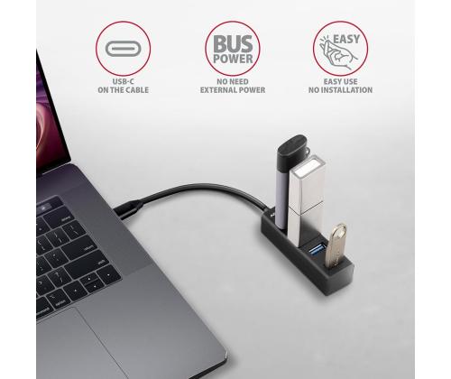 I/O HUB USB-C 4PORT MINI/0.2M HUE-M1C AXAGON