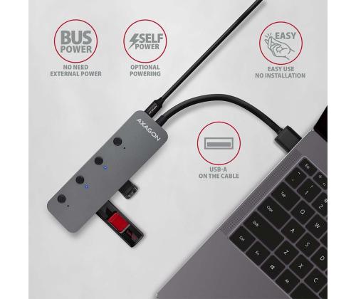 I/O USB HUB SWITCH 4PORT/0.2M HUE-MSA AXAGON
