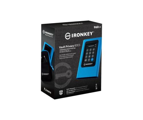 External SSD KINGSTON IronKey Vault Privacy 80 960GB USB 3.2 Write speed 250 MBytes/sec Read...