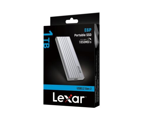 External SSD LEXAR E6P 1TB USB 3.2 Write speed 1000 MBytes/sec Read speed 1050 MBytes/sec...