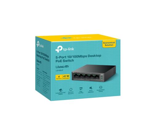Switch TP-LINK LS105LP Desktop/pedestal 5x10Base-T / 100Base-TX PoE ports 4 LS105LP