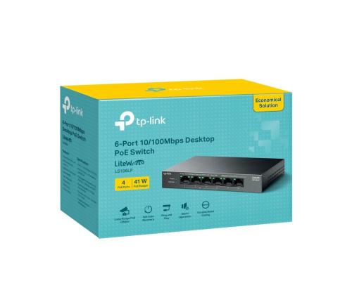 Switch TP-LINK LS106LP Desktop/pedestal 6x10Base-T / 100Base-TX PoE ports 4 LS106LP
