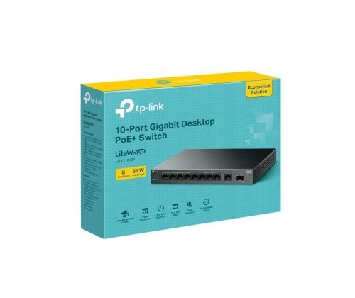 Switch TP-LINK LS1210GP 9x10Base-T / 100Base-TX / 1000Base-T 1xSFP PoE+ ports 8 LS1210GP