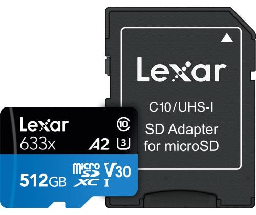 MEMORY MICRO SDXC 512GB UHS-I/W/ADAPTER LSDMI512BB633A LEXAR