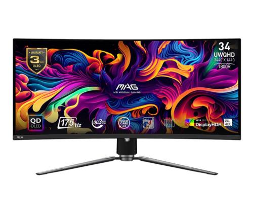 LCD Monitor MSI 34" Curved/21 : 9 Panel QD-OLED 3440x1440 21:9 175Hz Matte 0.03 ms Swivel Height...