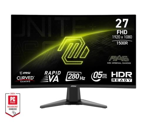 LCD Monitor MSI MAG 276CXF 27" Curved Matte Panel VA 1920x1080 16:9 280 Hz 0.5 ms Colour Black...