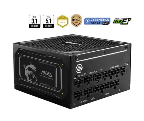 Power Supply MSI MAG A1000GL PCIE5 II ATX 3.1 1000 Watts Efficiency 80 PLUS GOLD PFC Active...