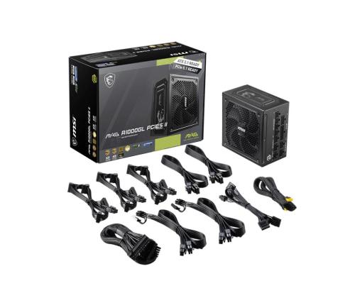 Power Supply MSI MAG A1000GL PCIE5 II ATX 3.1 1000 Watts Efficiency 80 PLUS GOLD PFC Active...