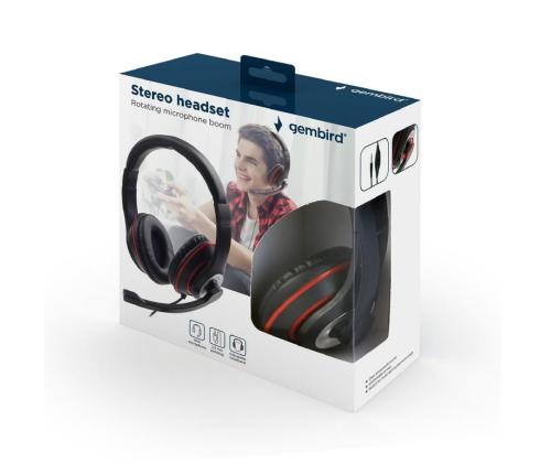 HEADSET STEREO BLACK/MHS-03-BKRD GEMBIRD