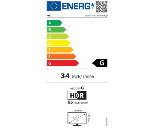 Monitor MSI 31.5" Gaming/4K Panel QD-OLED 3840x2160 16:9 Matte 0.03 ms Swivel Pivot Height...