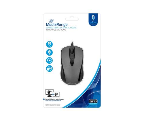 MOUSE USB OPTICAL BLACK/GREY/MROS201 MEDIARANGE