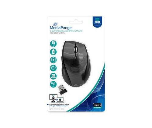 MOUSE USB OPTICAL WRL 5-BUTTON/BLACK MROS207 MEDIARANGE